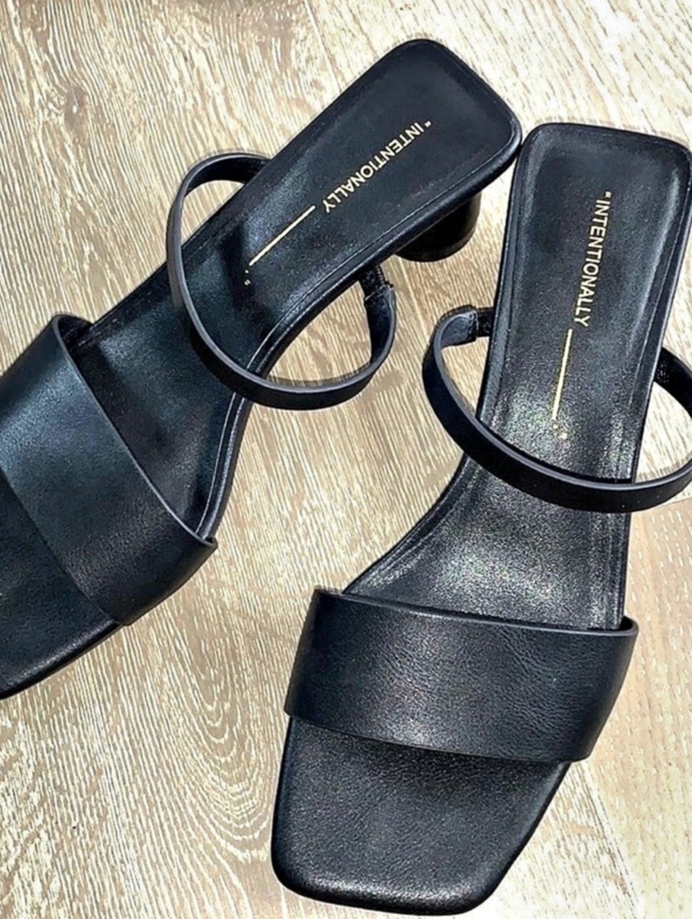 INTENTIONALLY Blank Square Toe Strappy Block Heel Sandals in Black